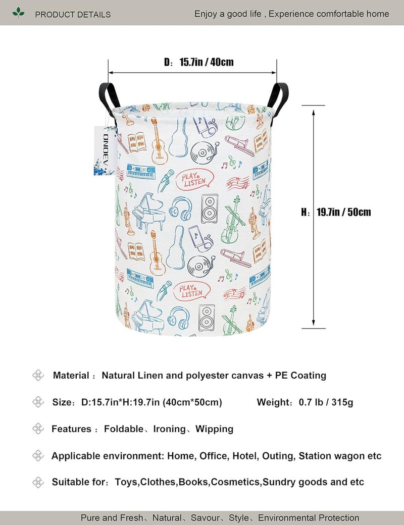 ONOEV Round waterproof laundry basket,gift basket,suitable for children's room and toy storage(musical instrument) - Image 2